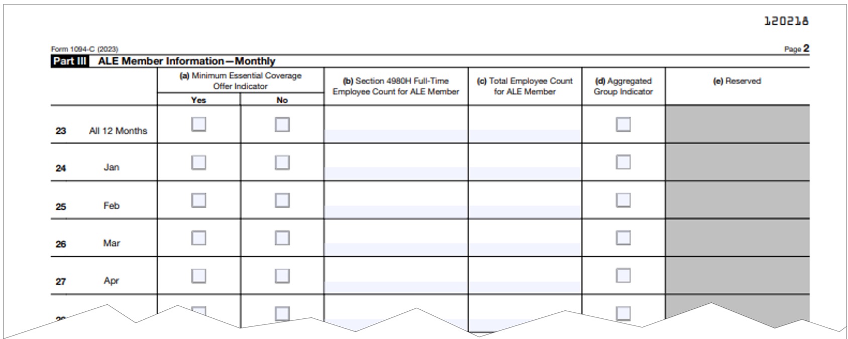 Irs Reporting Form 1094 C